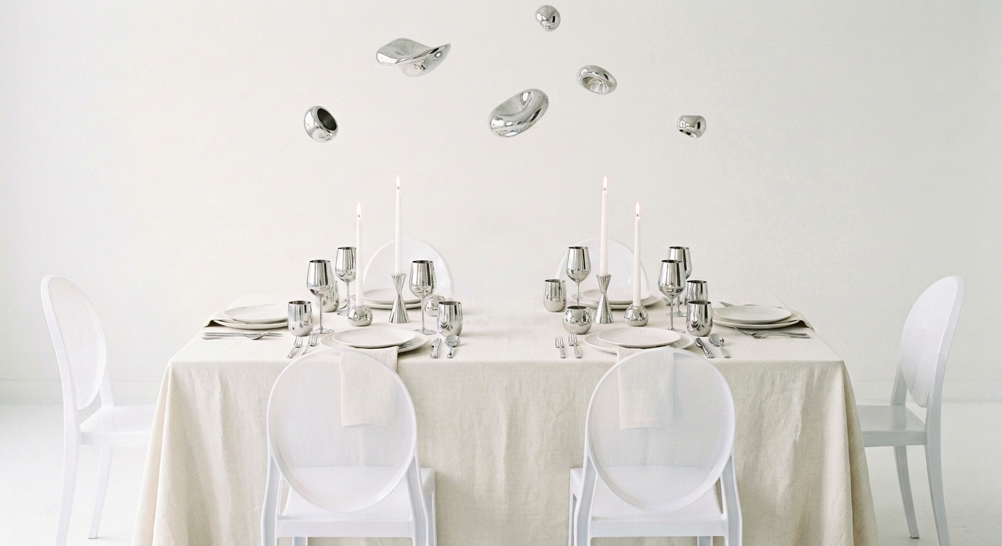Direction B — Frozen Light tablescape