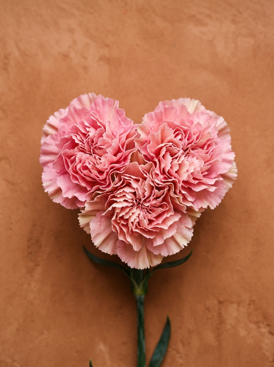 Direction B — Jardin de Lumière: carnation heart on terracotta