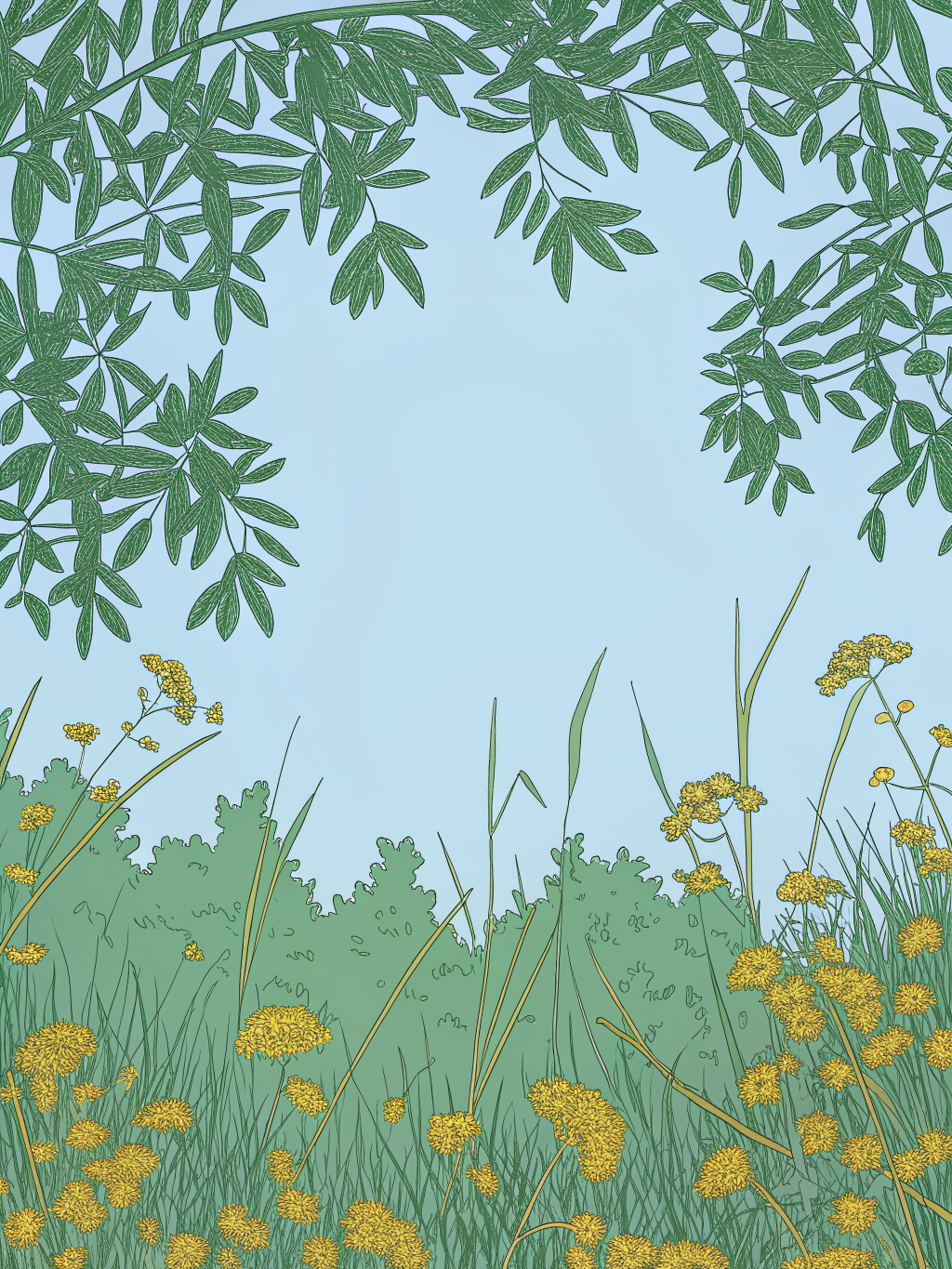 Direction B — The Meadow Hour: atmospheric watercolour meadow scene