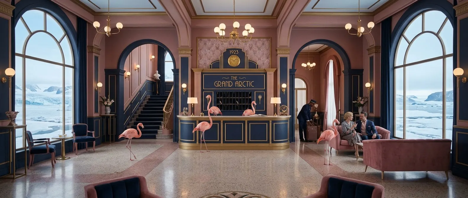 L’Hôtel du Bout du Monde — the painting this suite's approved direction was drawn from.